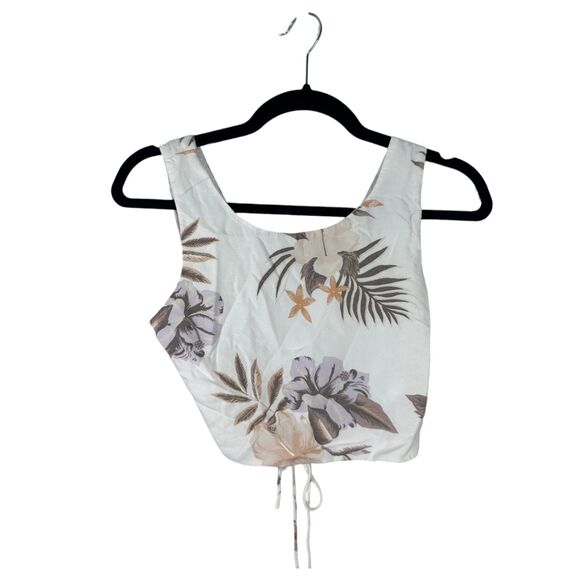 Volcom Coco Ho Tieback Cami Hawaiian Tropical Flower Floral Crop Top Small 4 6 - Picture 7 of 7